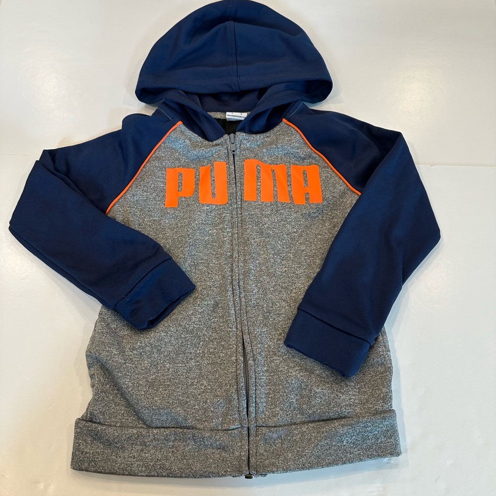 4/20$ Puma Kids Blue and Grey Zip-up Hoodie size 6